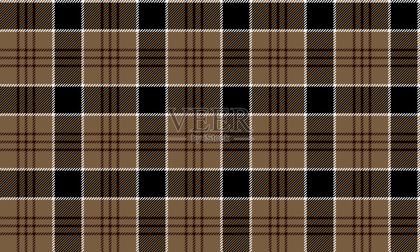 棕色、黑色和白色的无缝格子图案。简单的网格线。复古与现代的感觉。适合用于纺织品、衬衫、连衣裙、裙子、裤子以及各种时尚设计。插画图片素材