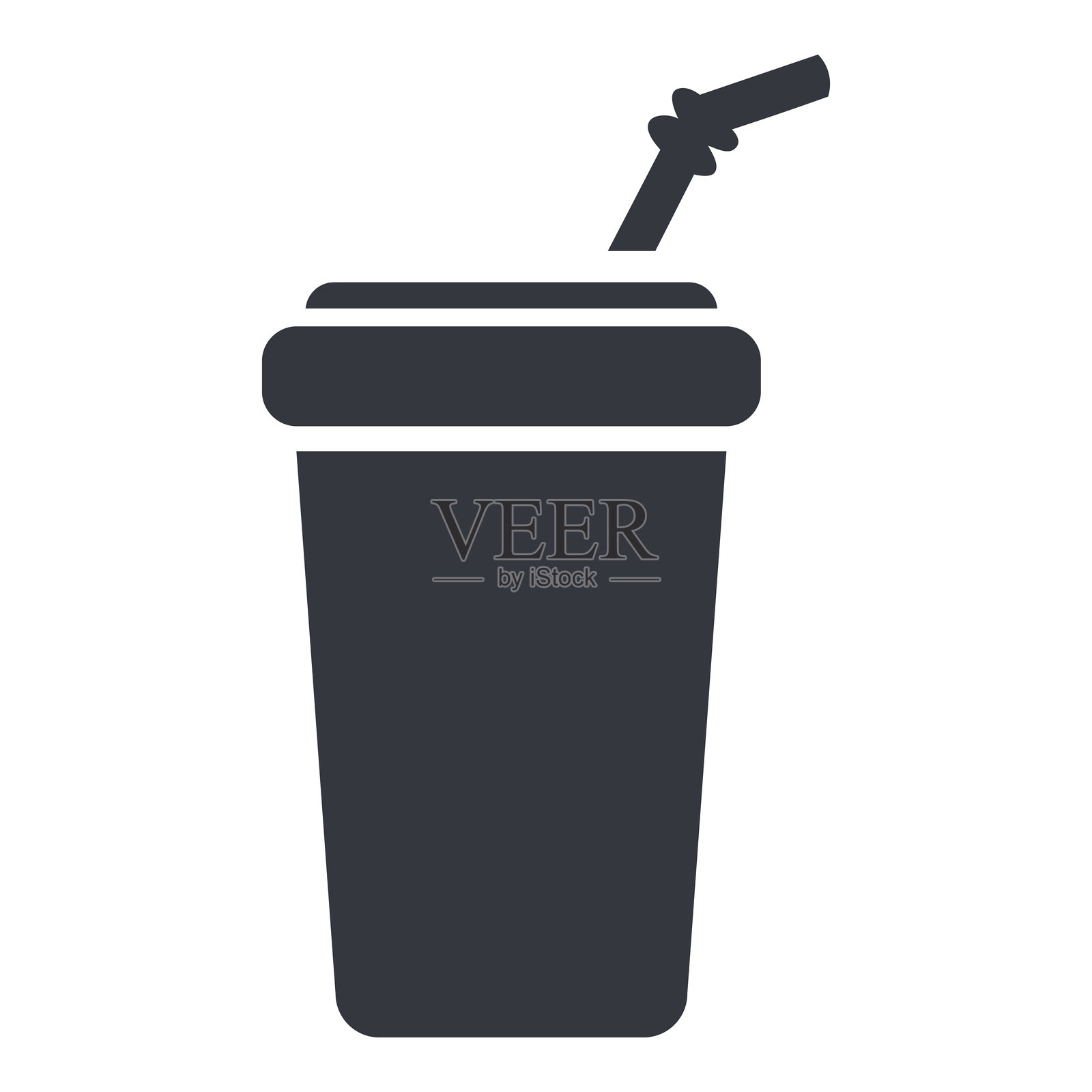 塑料杯与吸管的基本矢量图标插画图片素材