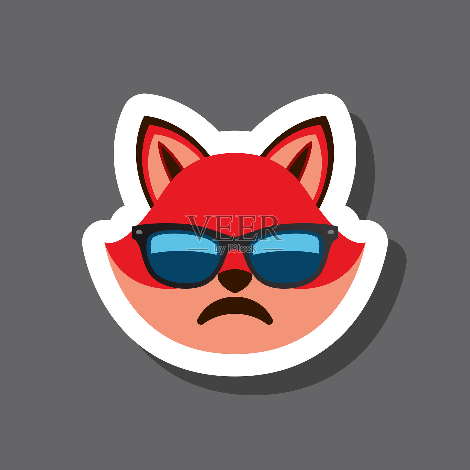 愤怒的狐狸表情贴纸插画图片素材