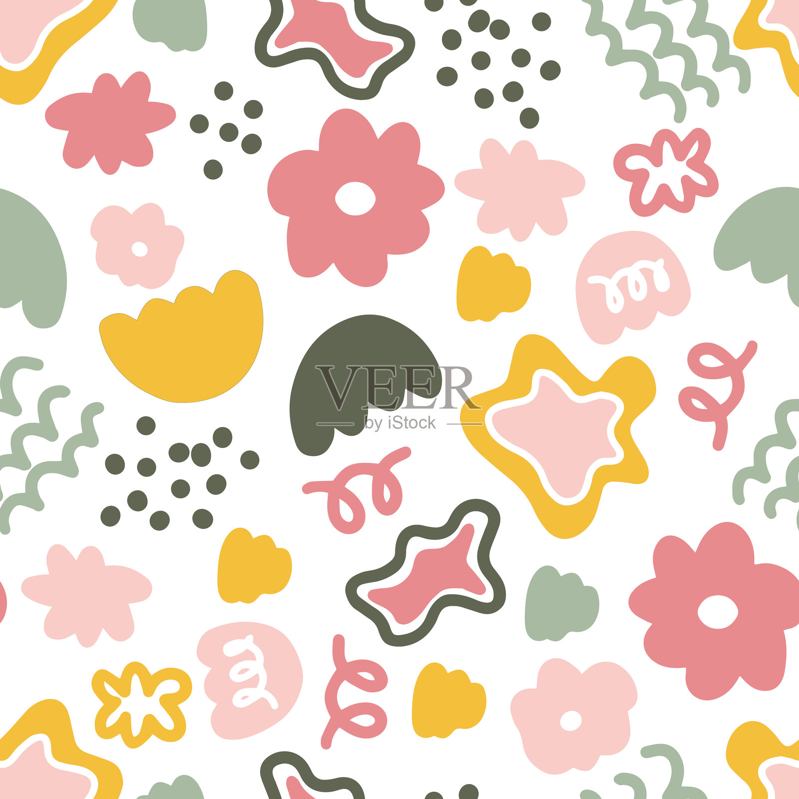 柔和的抽象有机图案插画图片素材