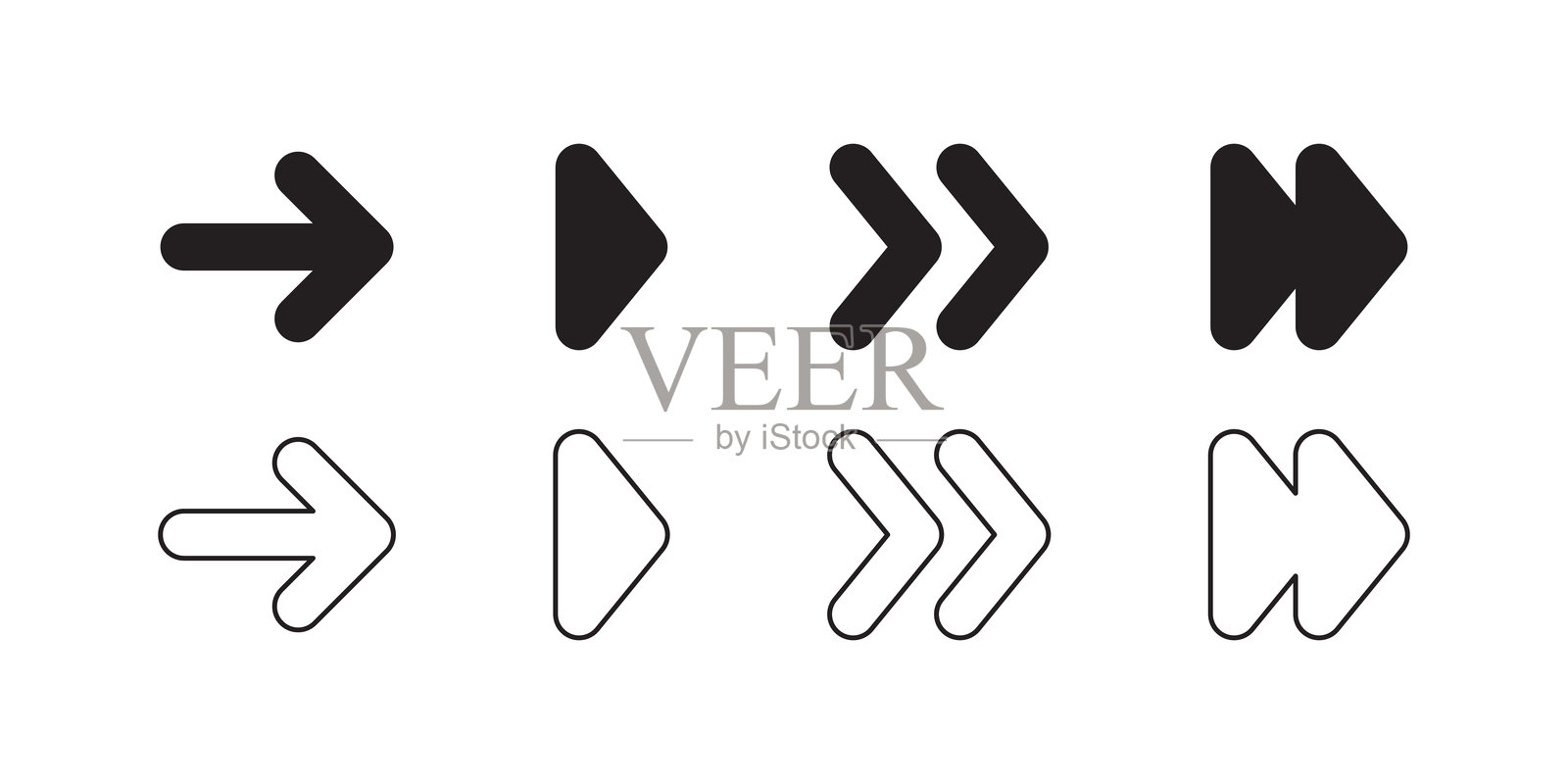 箭头线性图标集。网页图标集插画图片素材