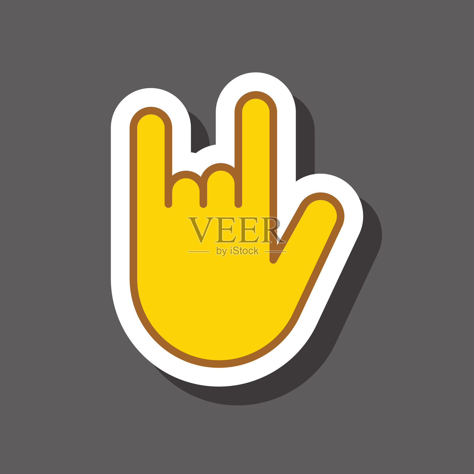 摇滚手势表情符号贴纸插画图片素材