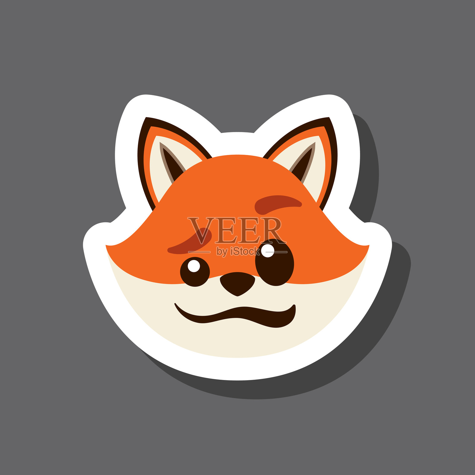 醉酒狐狸表情贴纸插画图片素材