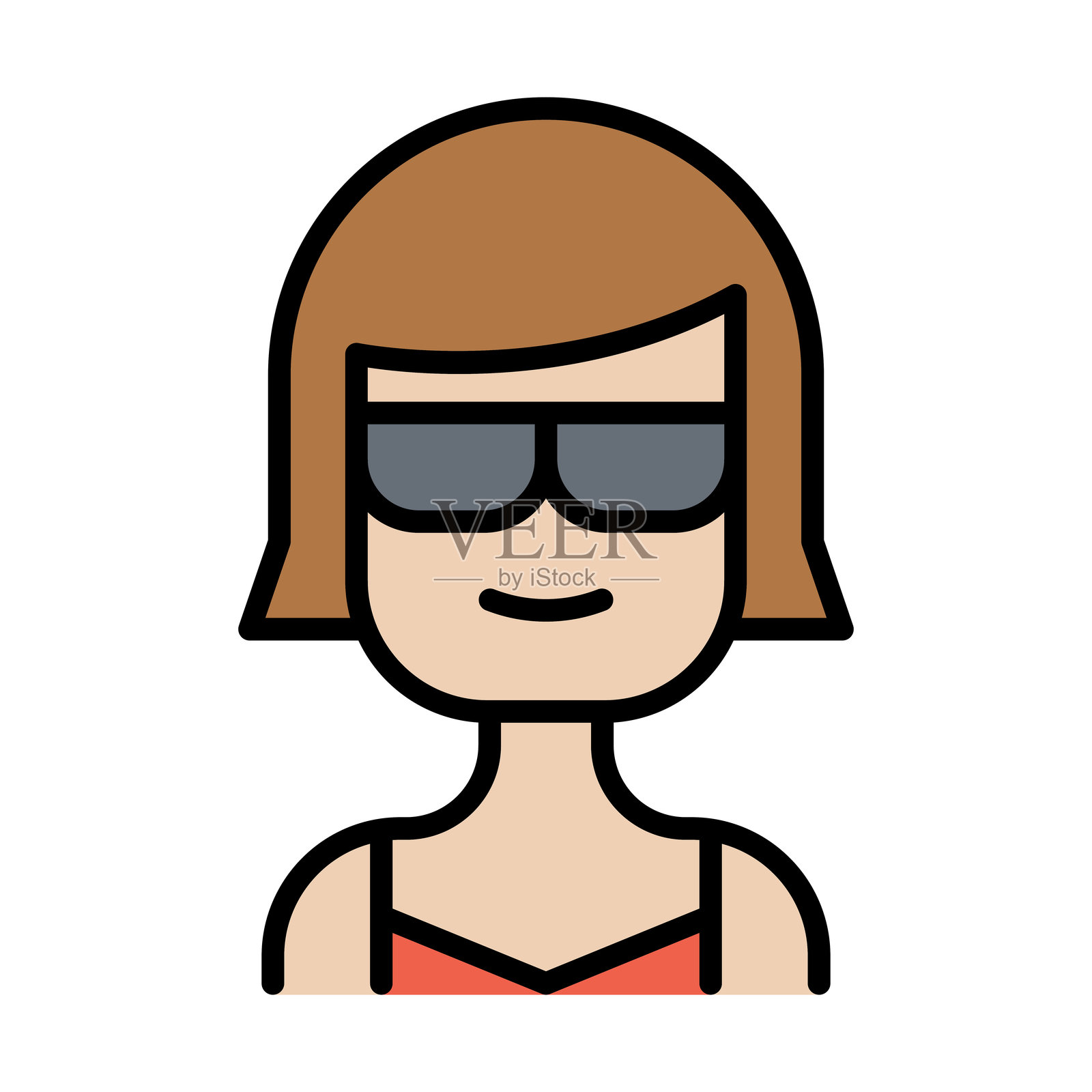 海滩上的女性图标插画图片素材