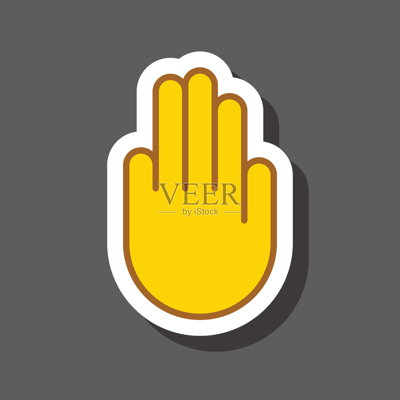 三根手指的表情符号贴纸插画图片素材