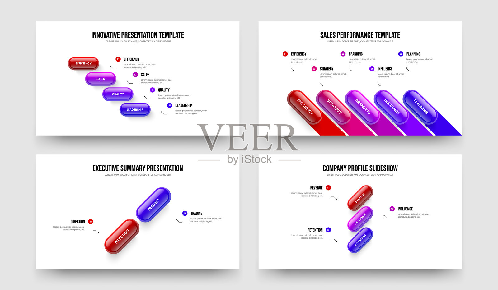公司增长四五二三步信息图框架设计矢量插图集。创意概述4 5 2 3元素图表演示布局合集。插画图片素材