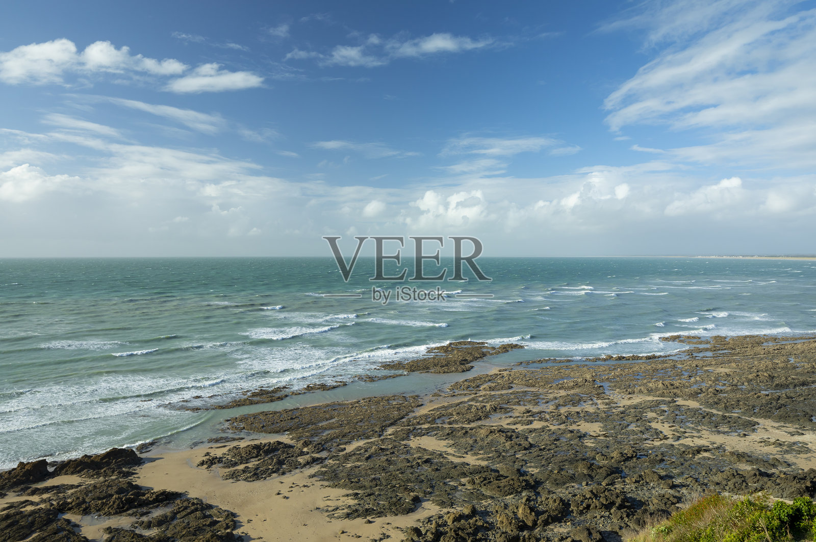 诺曼底格朗维尔附近的海峡海岸照片摄影图片