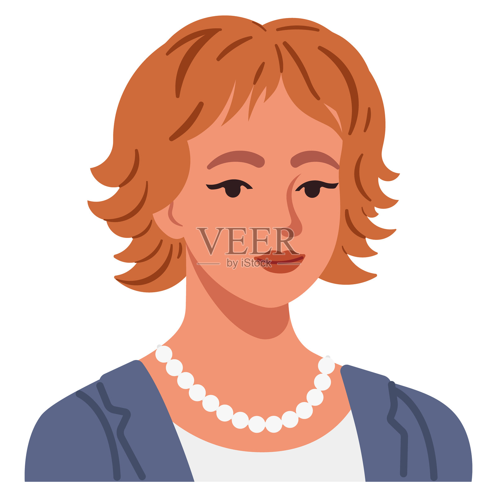 优雅女性的短羽毛发型肖像插画图片素材