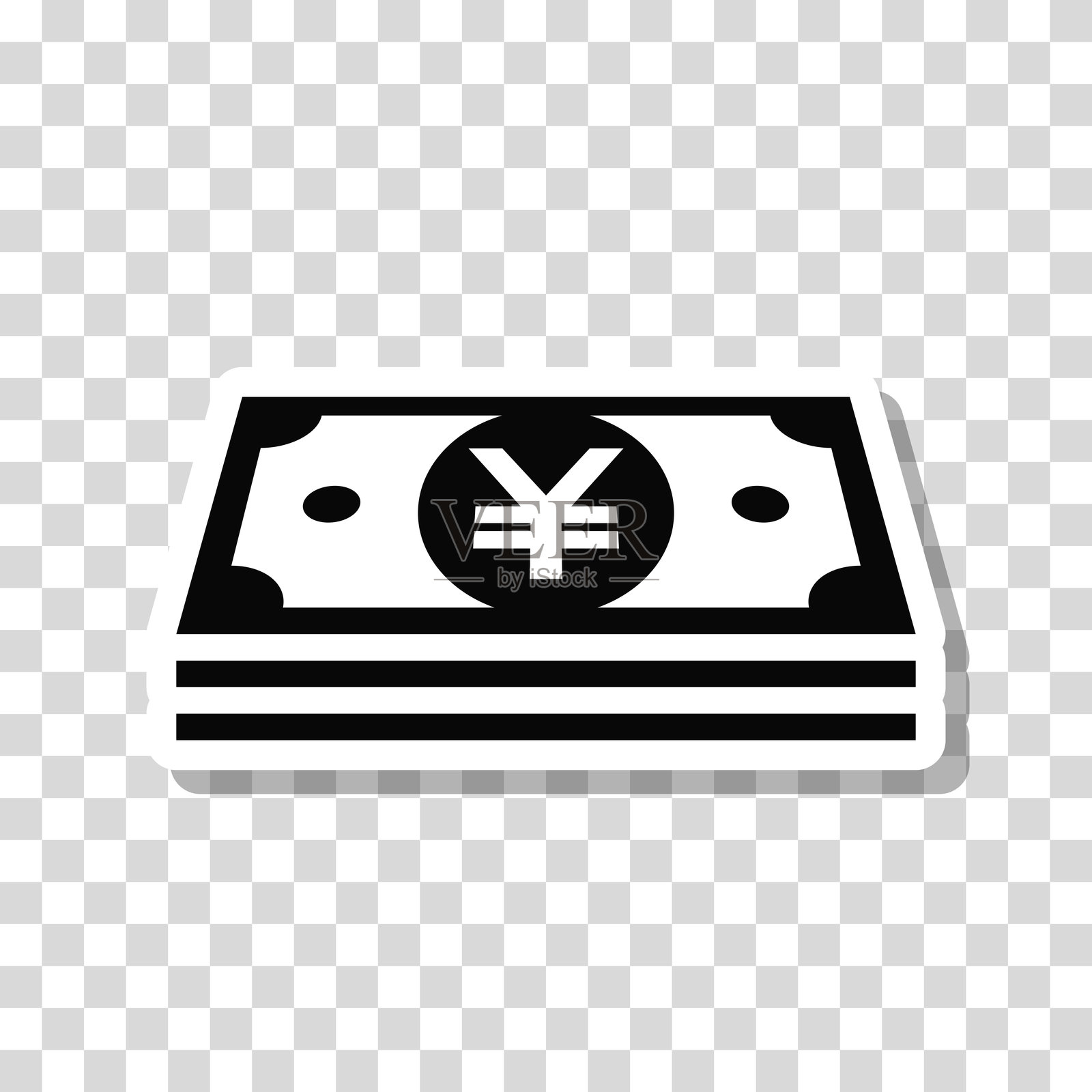 日元纸币。空白背景上的图标贴纸插画图片素材