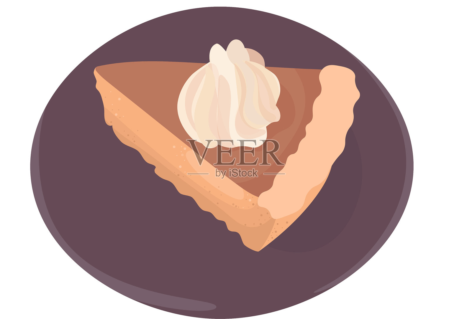 感恩节派的一片切片。奶油派。矢量插图。烹饪与烘焙。插画图片素材