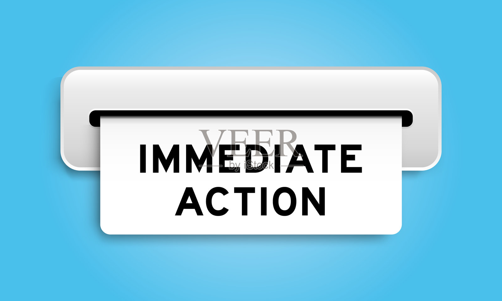 蓝色背景上带有“立即行动”字样的白色优惠券横幅插画图片素材