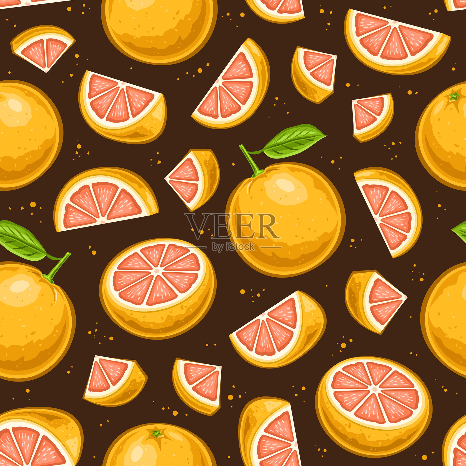 葡萄柚无缝图案插画图片素材