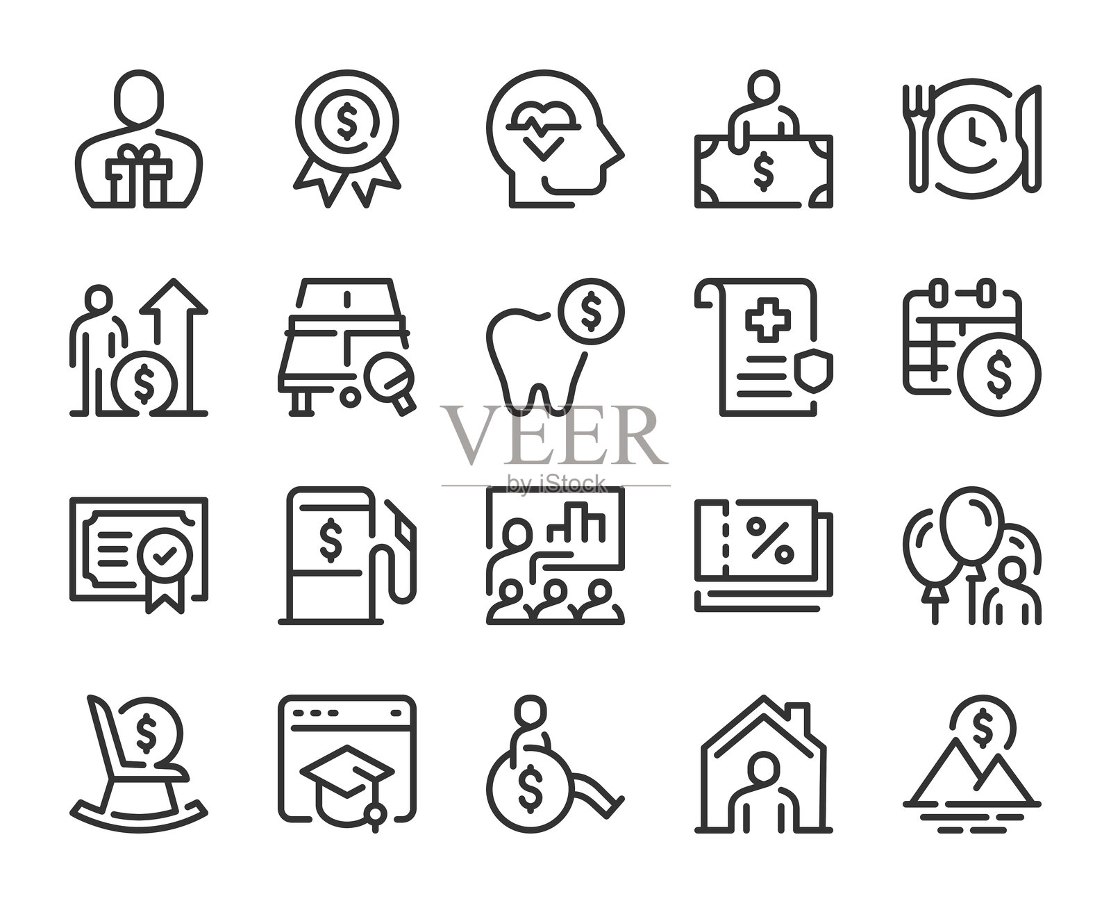 员工福利 - 线条图标插画图片素材