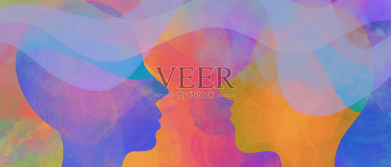 两个人在交谈。心灵感应。共情。插画图片素材