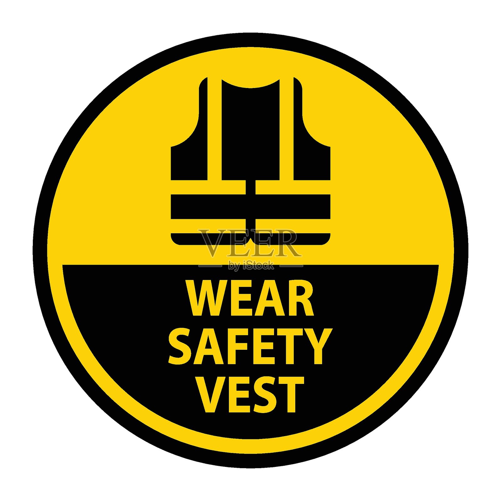 高可视性设计的建筑工地安全背心标志插画图片素材