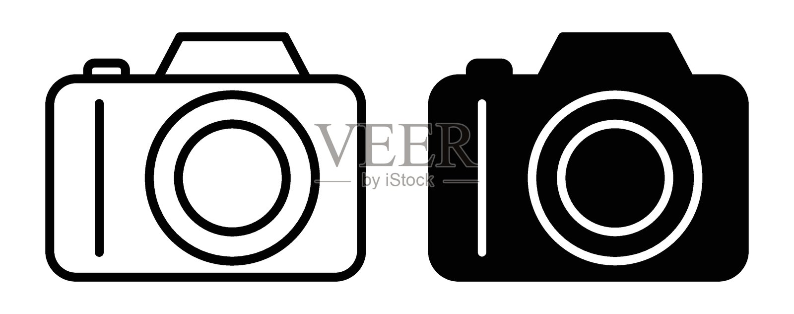 黑白相机图标，平面设计，适用于摄影主题插画图片素材