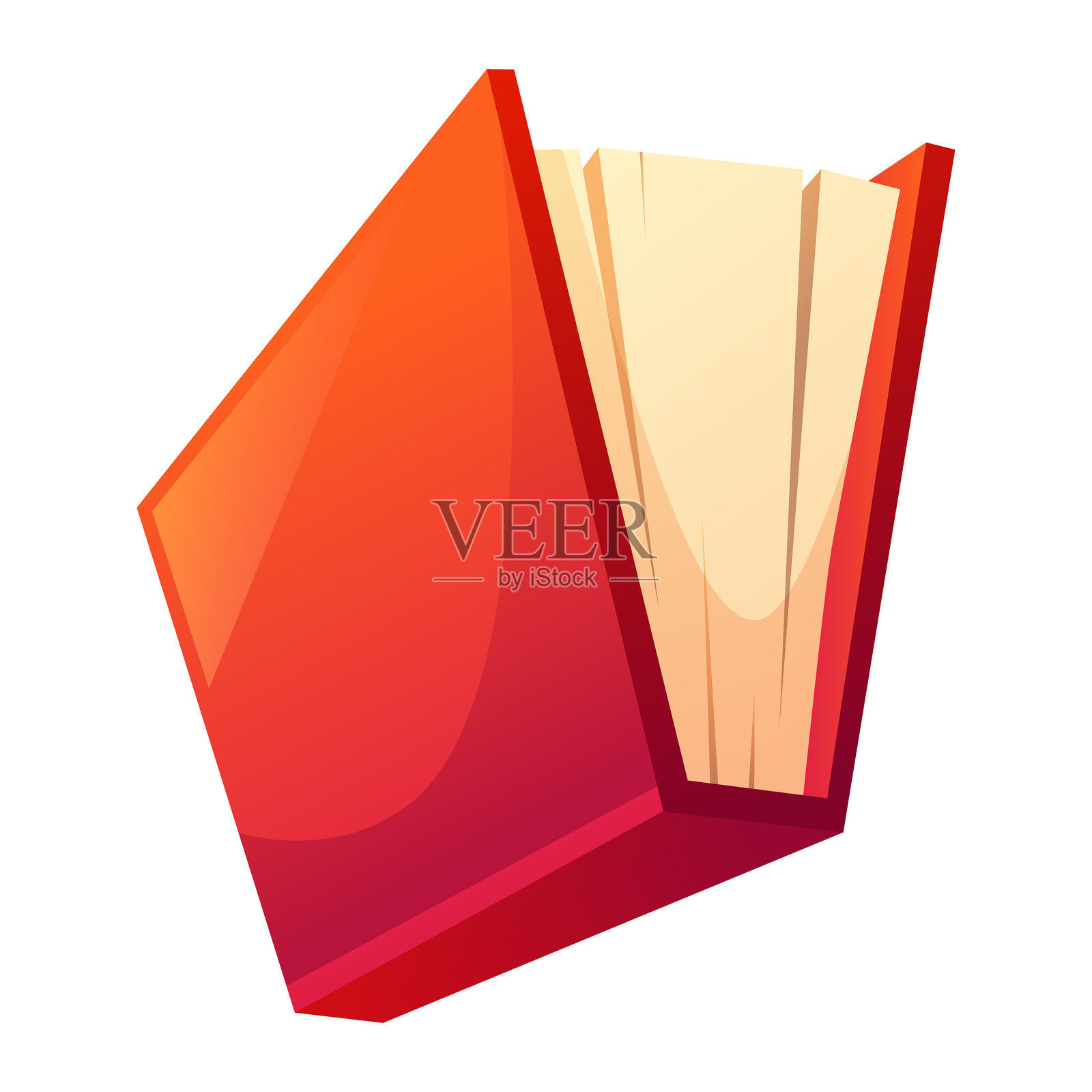 开放书籍的矢量插图，侧面视图。红色封面，纸质笔记本，日记，教科书。世界读书日、学校、大学、书店和图书馆的概念。插画图片素材