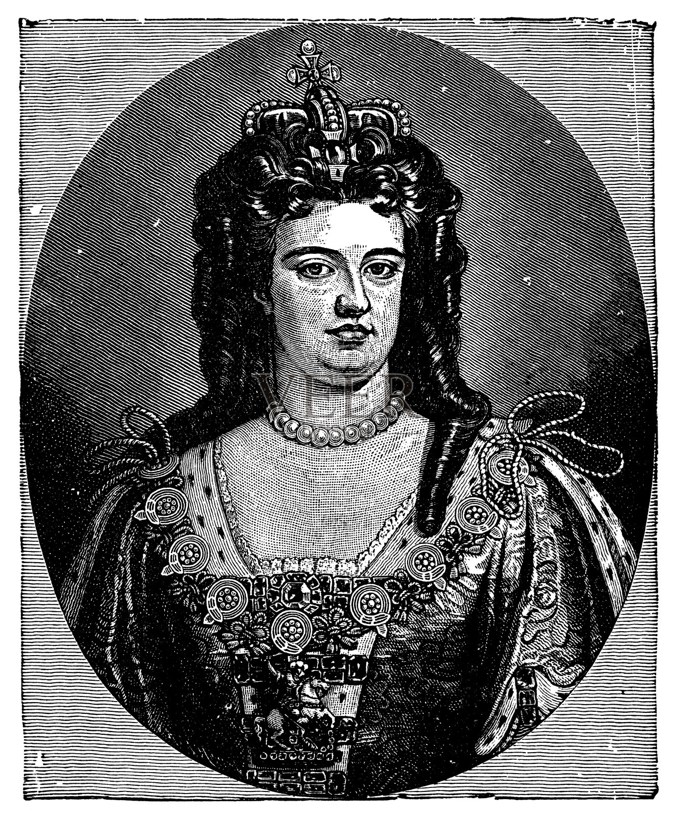 安妮，英国女王 - 18世纪插画图片素材