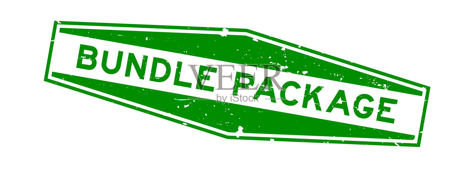 复古绿色捆绑包裹的六角形橡胶印章在白色背景上插画图片素材