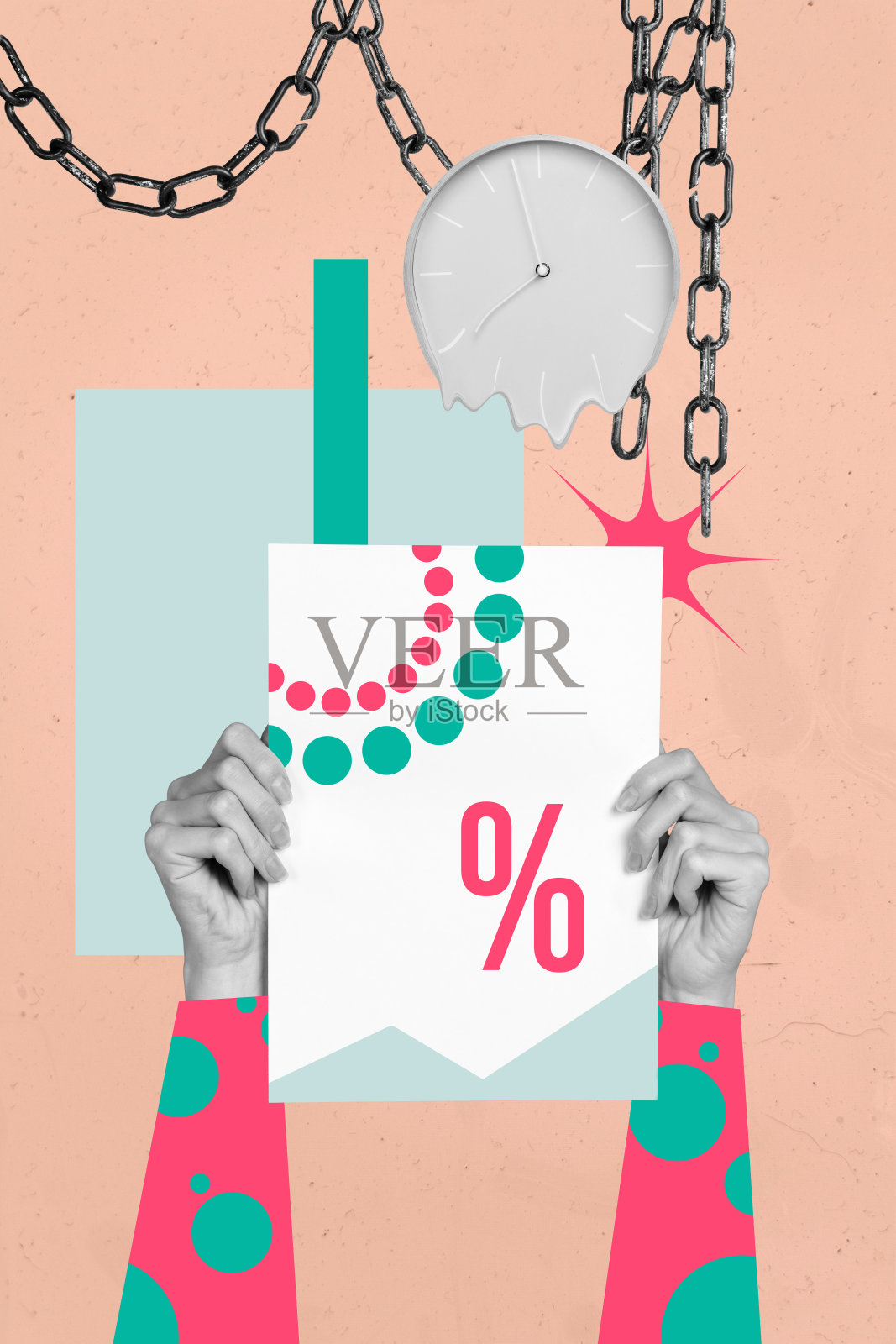 3D素描图像，垂直拼贴，IT专家的手握着笔记本电脑，齿轮，编程，百分比符号，自由职业者工作照片摄影图片