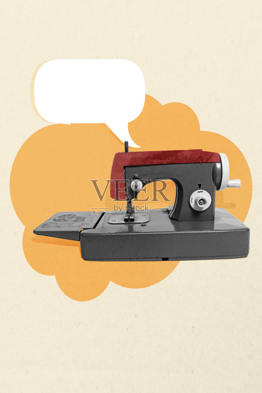 气泡沟通、对话框、信息交流的复合横幅趋势拼贴，留白图标对应照片摄影图片