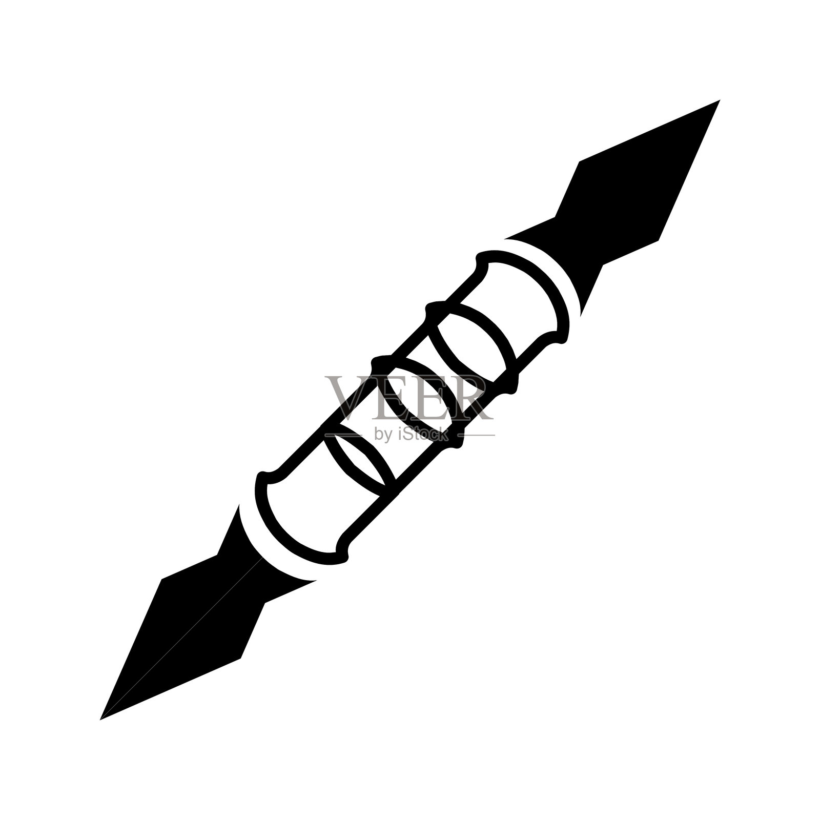 抽象的双刃传统矛插画图片素材