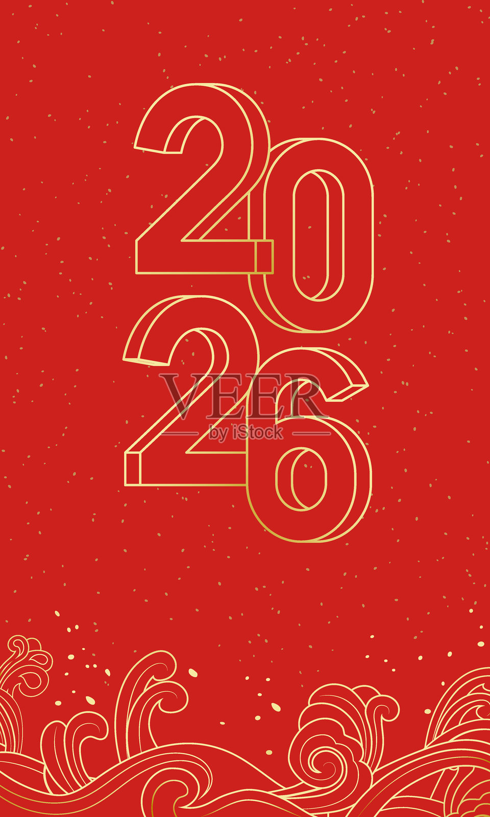 2026年中国马年红色封面插画图片素材