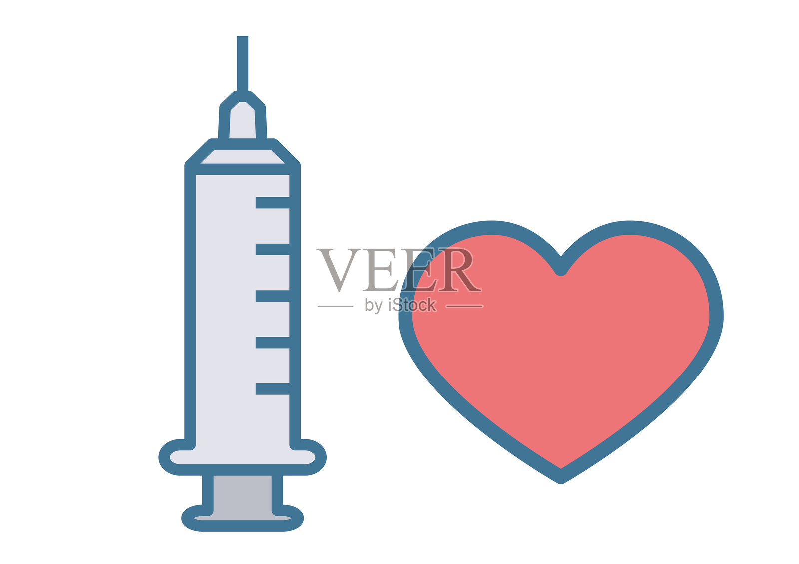 注射器和心形图标插图插画图片素材