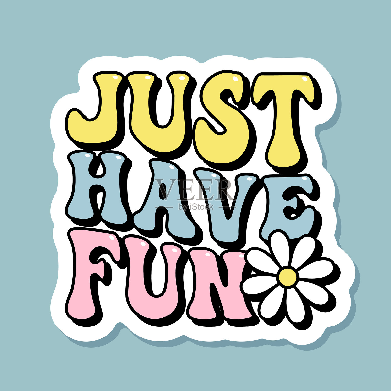 尽情享受的字母贴纸，积极的激励口号，适合T恤、横幅、海报、卡片的时尚手写短语，矢量插图插画图片素材