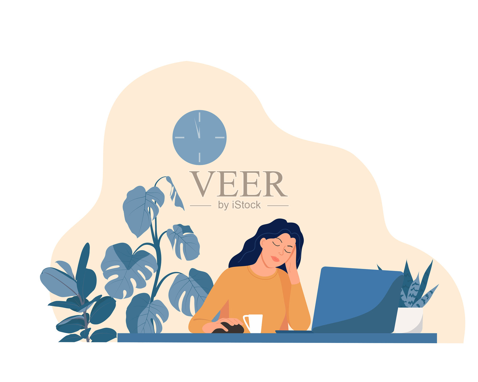 家庭办公室的概念。插画图片素材