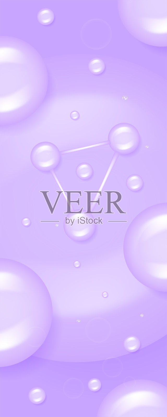 透明质酸和烟酰胺护发护肤解决方案广告，紫色胶原蛋白精华液滴与化妆品广告背景，随时可用，插图矢量。插画图片素材