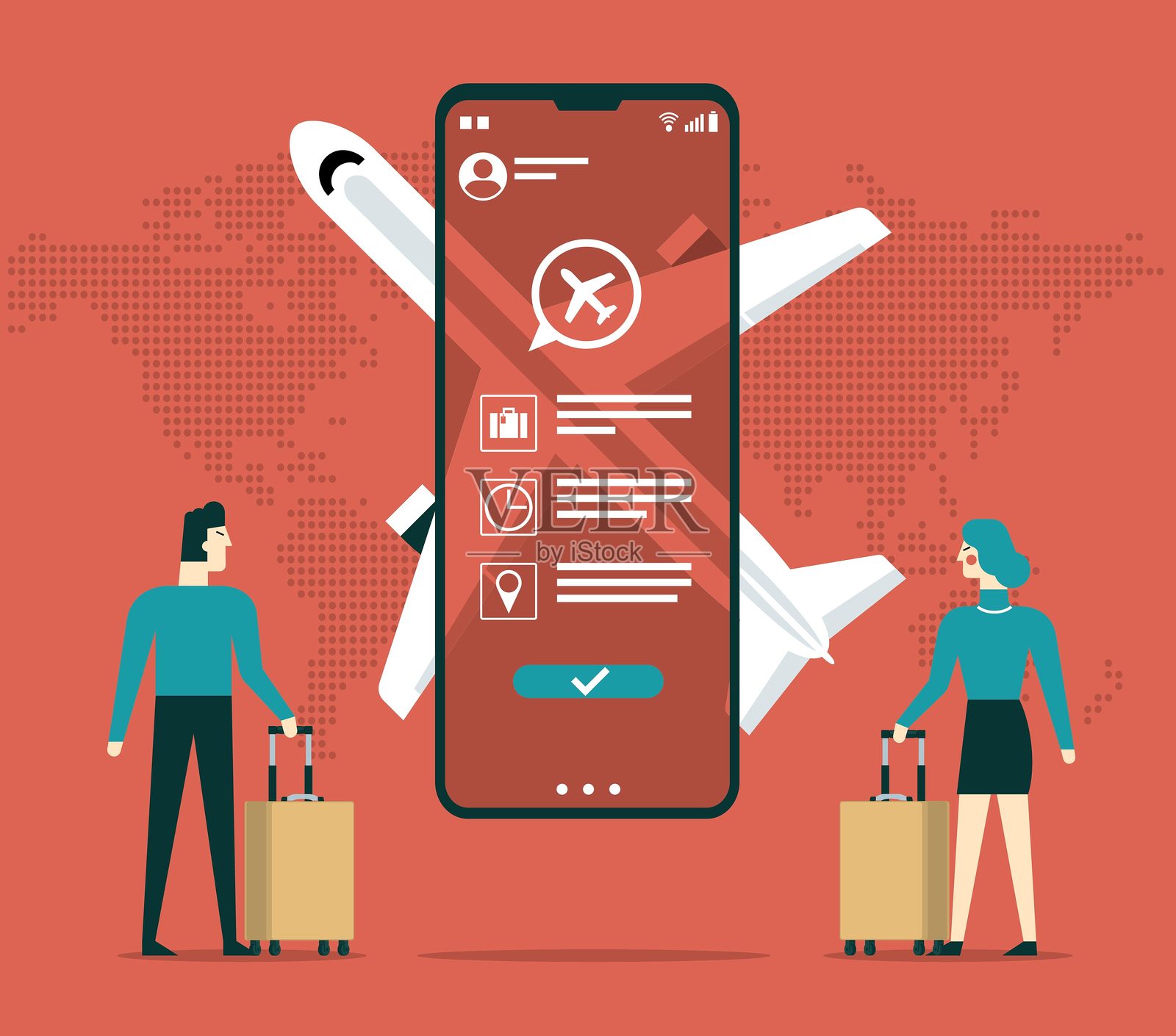 在线预订 - 智能手机插画图片素材