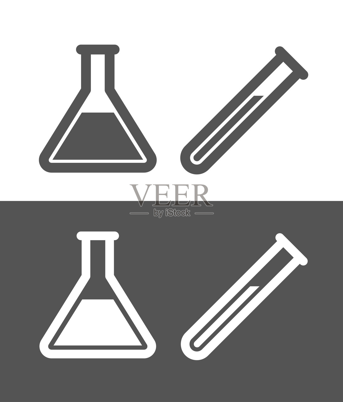 试管和烧瓶图标。化学或病毒的象征，实验室或生物学。实验或经历的标志，混合或公式。插画图片素材
