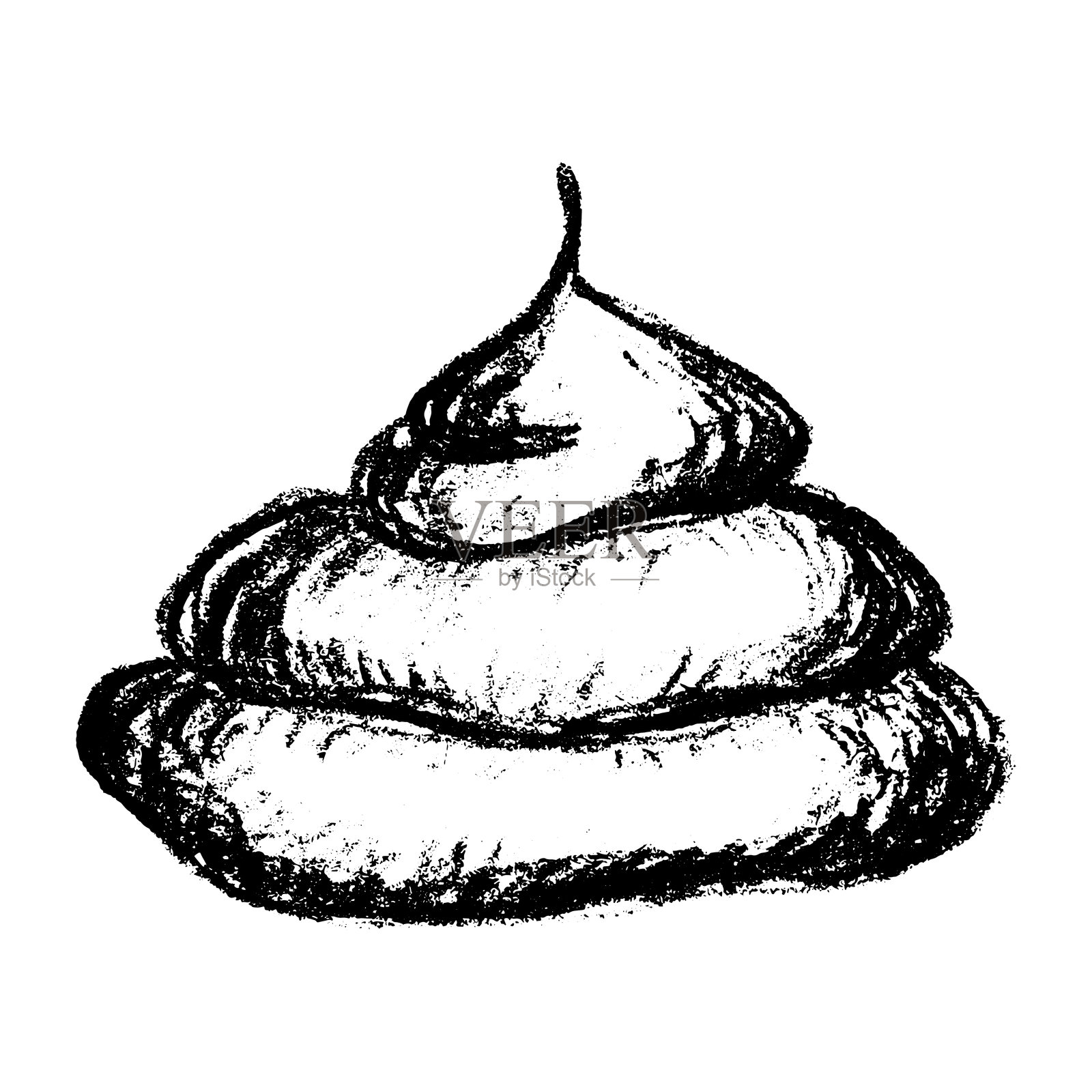 手绘宠物粪便涂鸦 一堆粪便 屎 肥料 粪便 厕所垃圾堆 狗、猫或人类粪便的素描风格 单一元素用于网页、设计、装饰插画图片素材