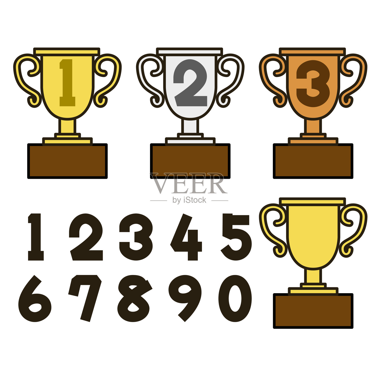 带有排名的奖杯插图插画图片素材