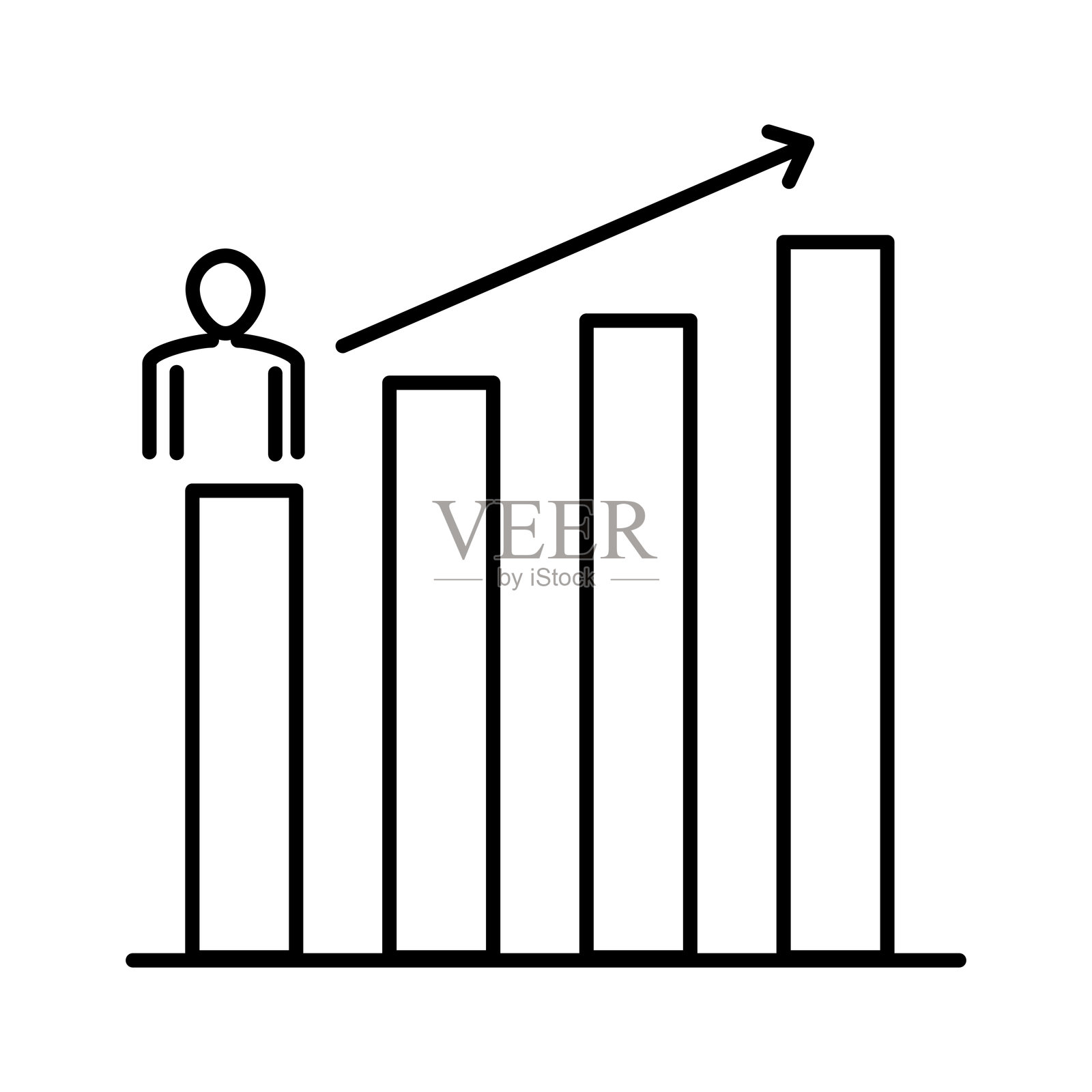 展示商业增长概念的上升趋势，进度条上有一个人，象征成功插画图片素材