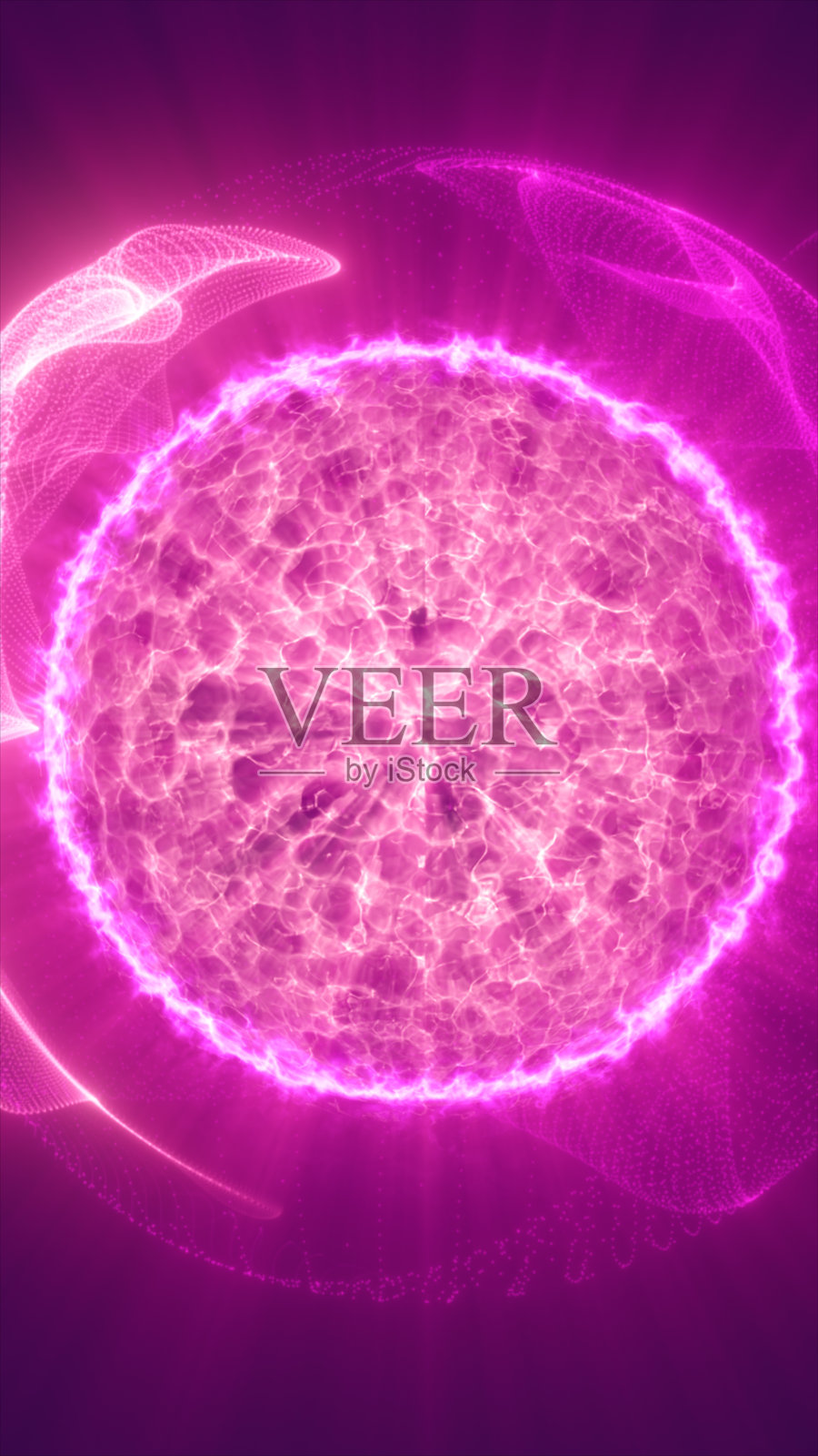 发光的数字球体迸发出耀眼的电流轨迹，象征着力量、数据流动和未来能量。照片摄影图片