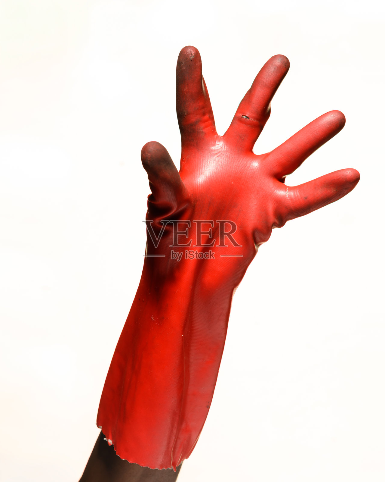 红色手套的手张开照片摄影图片