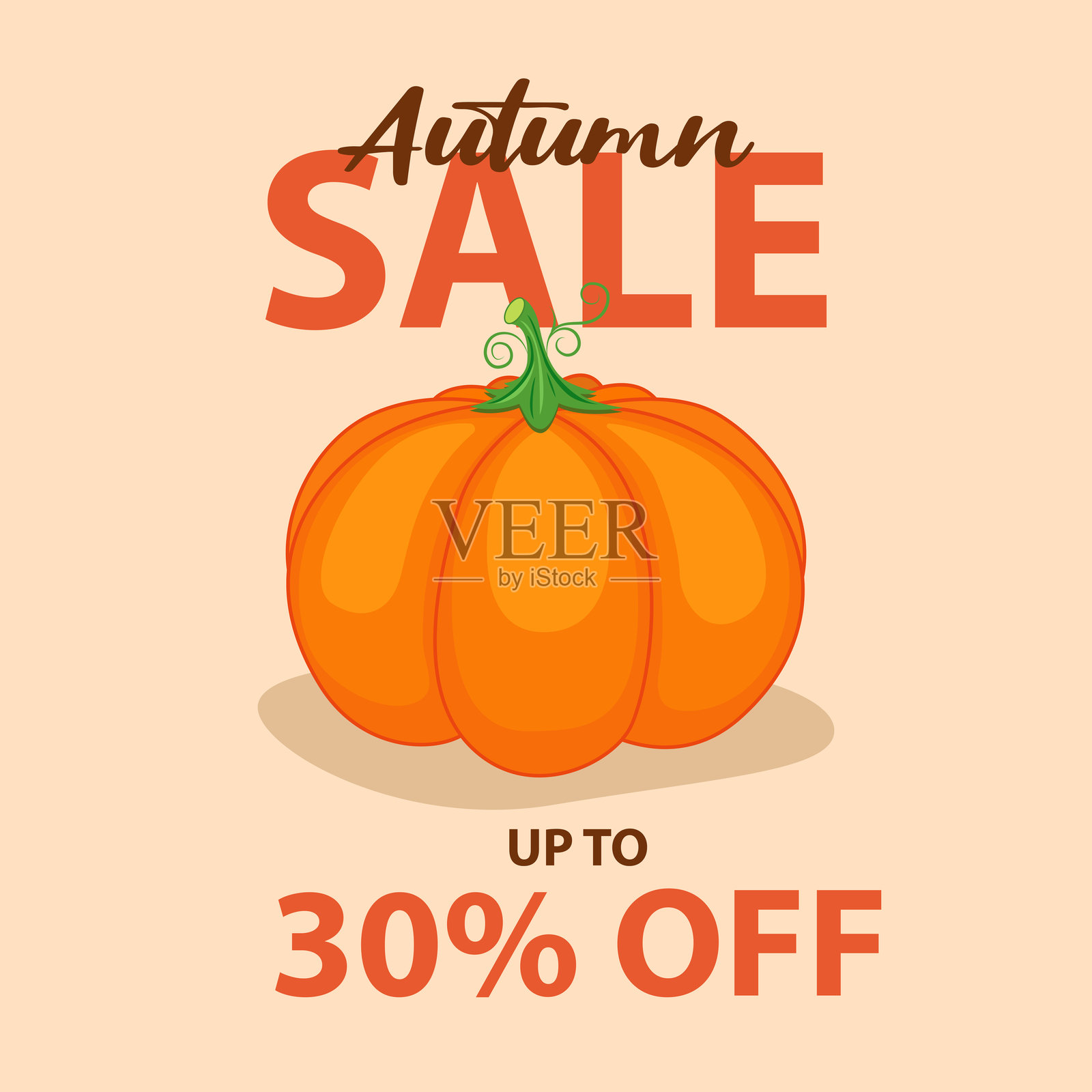 秋季促销背景，带有南瓜的交易销售或宣传横幅。插画图片素材