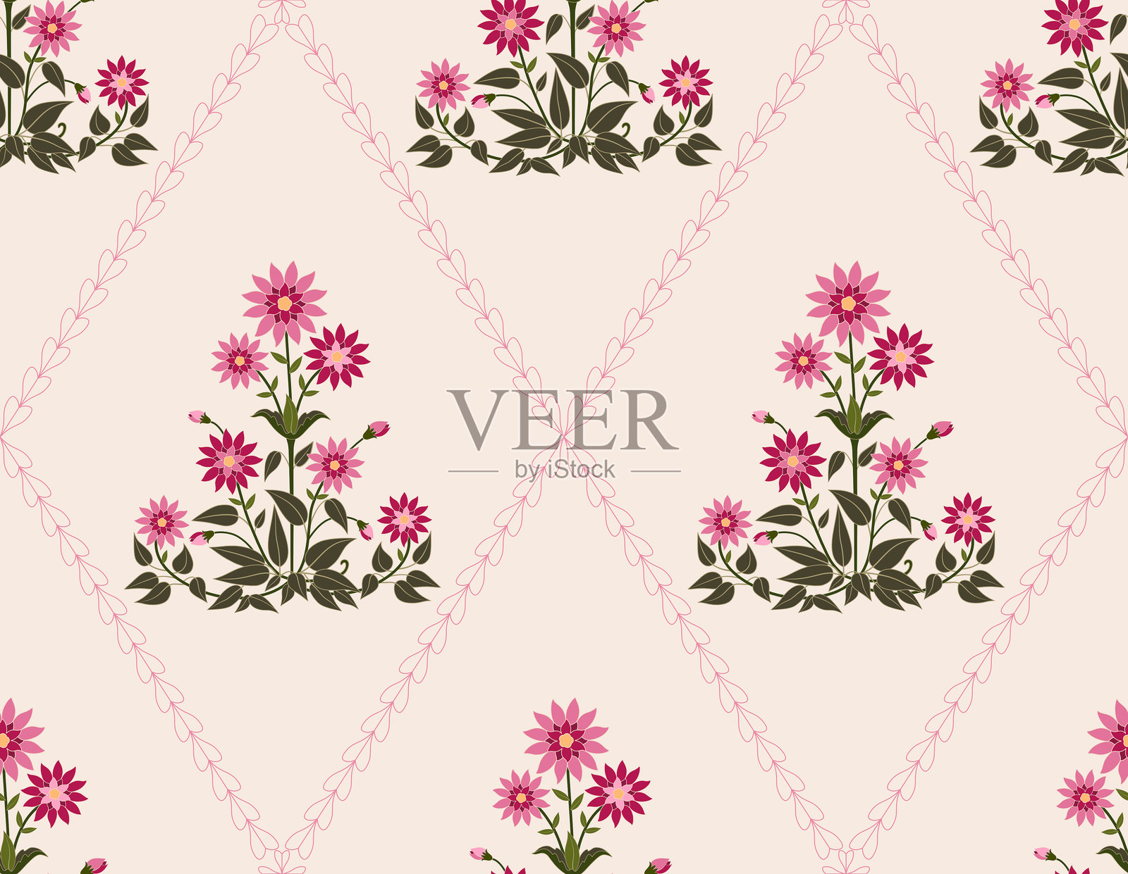 手绘彩色几何花卉图案，非洲波西米亚风格的佩斯利，适用于面料的无缝花卉图案，民族印度风格，纺织品，服装，包装纸，背景，横幅。插画图片素材