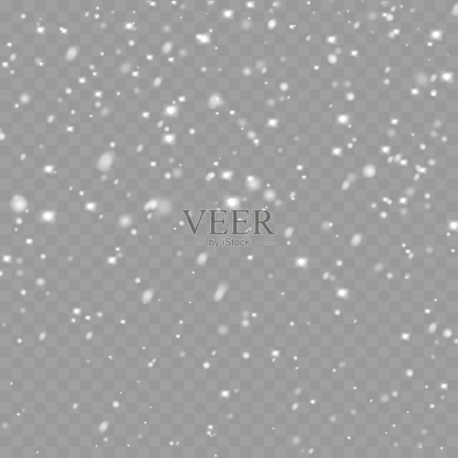 冬季设计的逼真降雪和雪花叠加效果。矢量图。插画图片素材