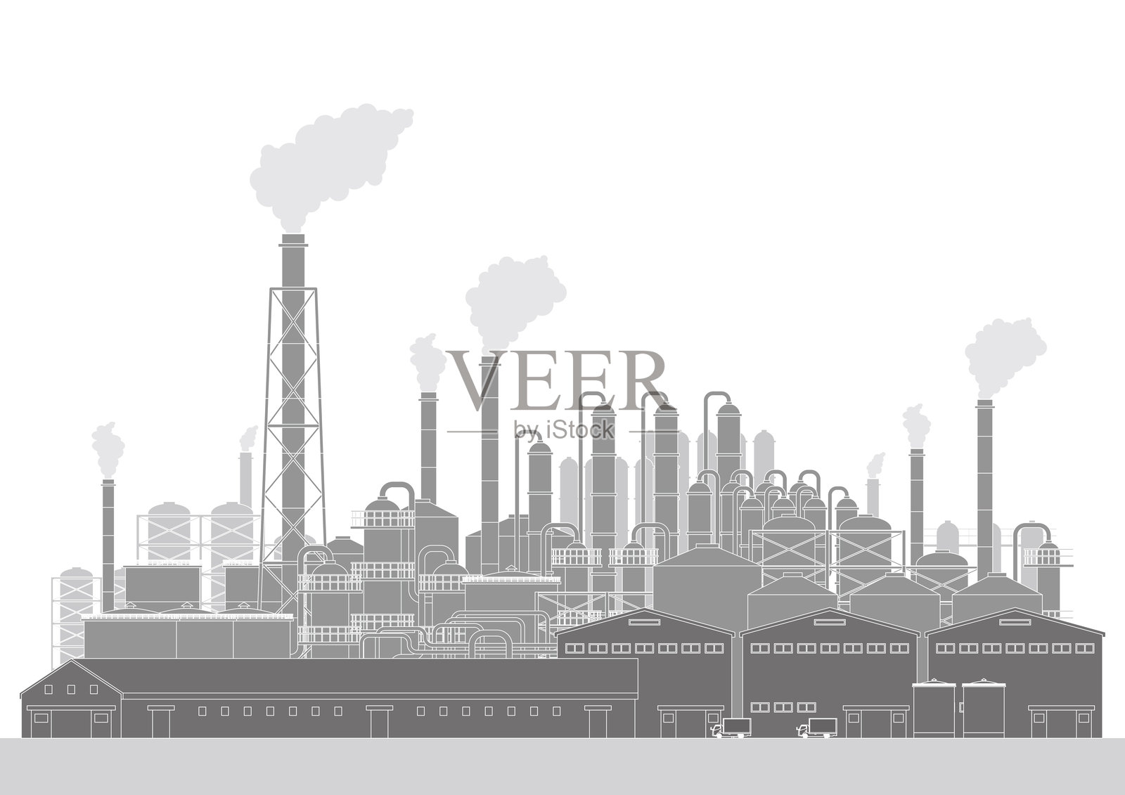 工业区矢量插图。插画图片素材