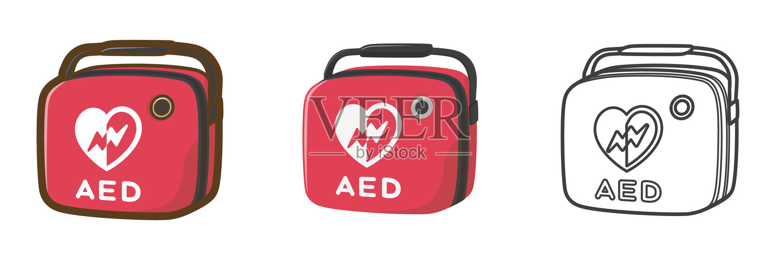 AED机身。自动体外除颤器。医疗设备。插画图片素材