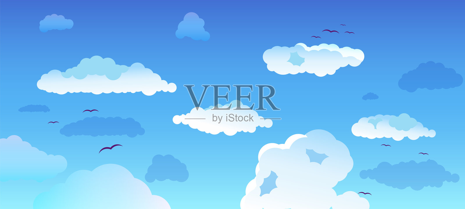 明亮的天空与简洁的设计：自然与氛围的视觉主题插画图片素材