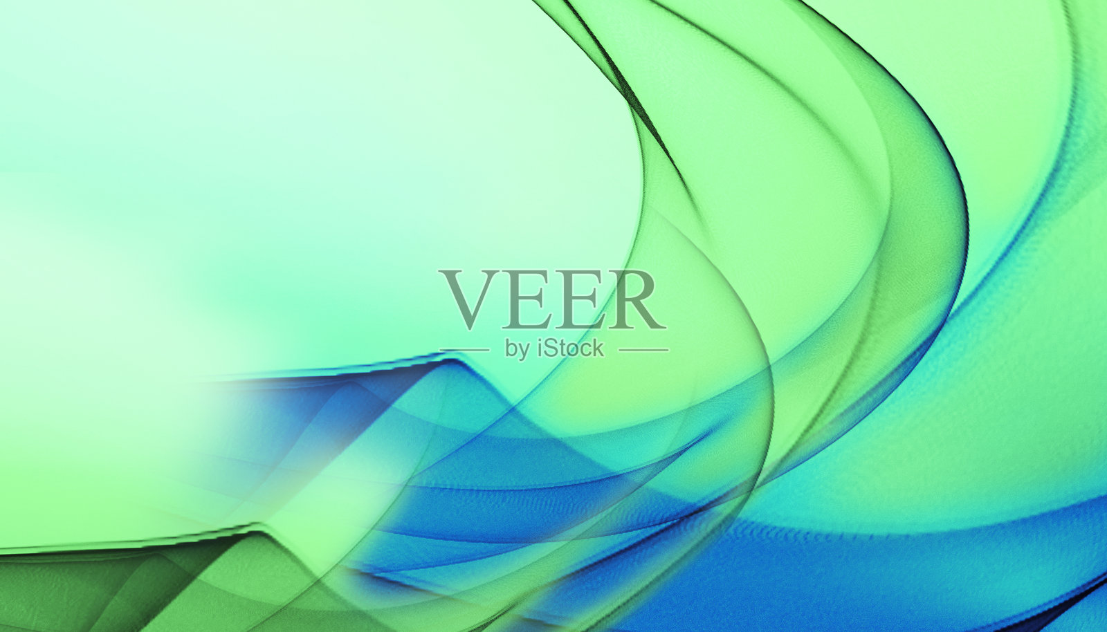 装饰性脆弱的波浪背景。蓝色和绿色渐变。插画图片素材