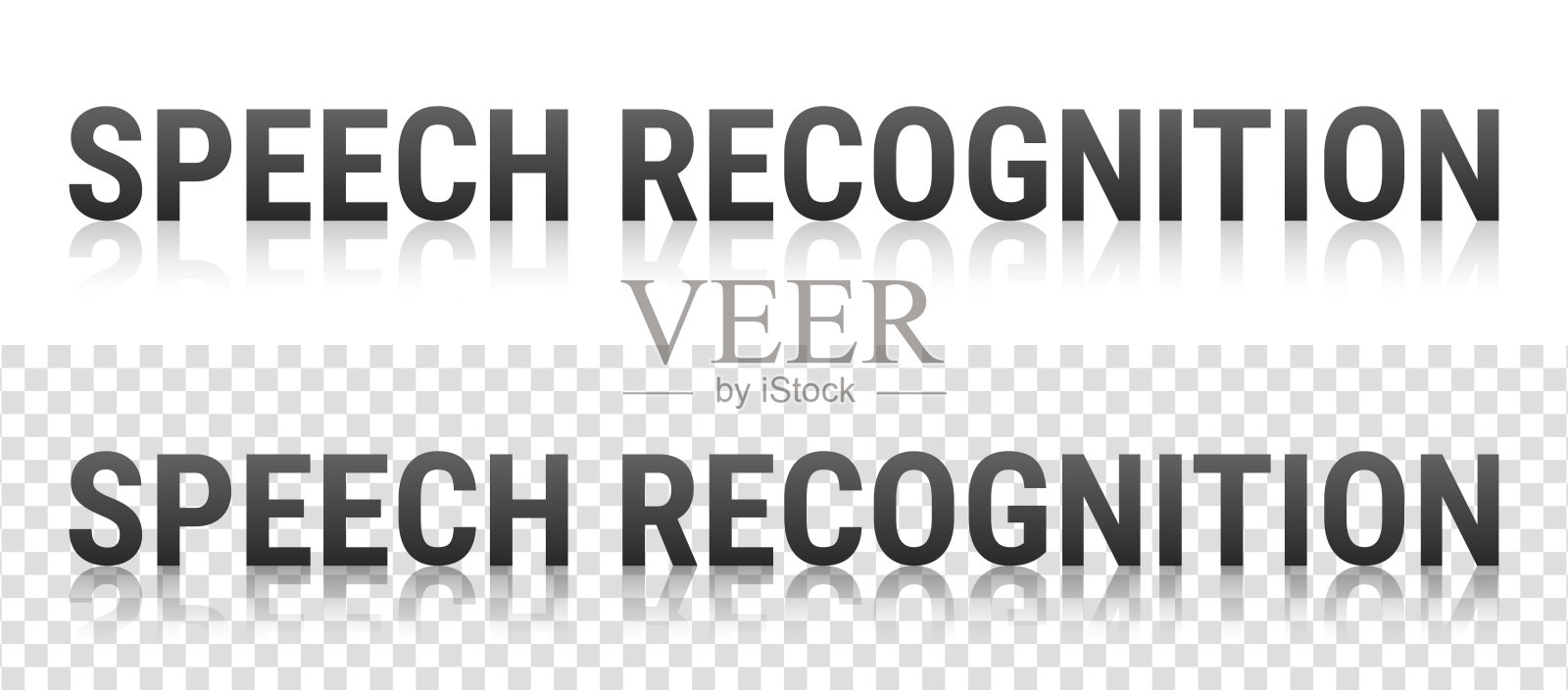 语音识别 - 透明背景上的文本反射插画图片素材