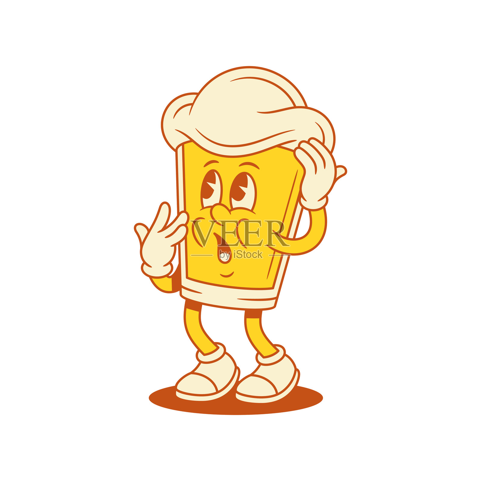 惊讶的啤酒杯卡通角色吉祥物矢量平面插图插画图片素材