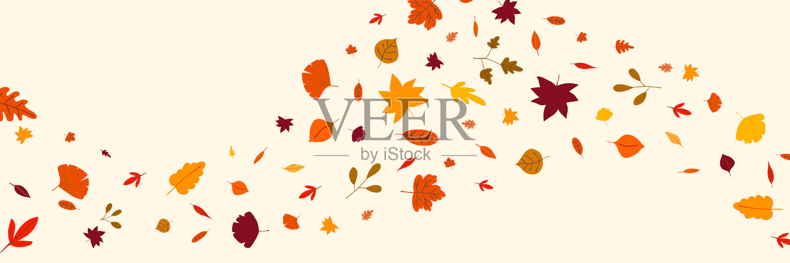 秋天的背景，伴随着随风飘落的树叶。秋季感恩节横幅框架设计，带有旋转的叶子。九月的自然树叶。矢量平面插图插画图片素材