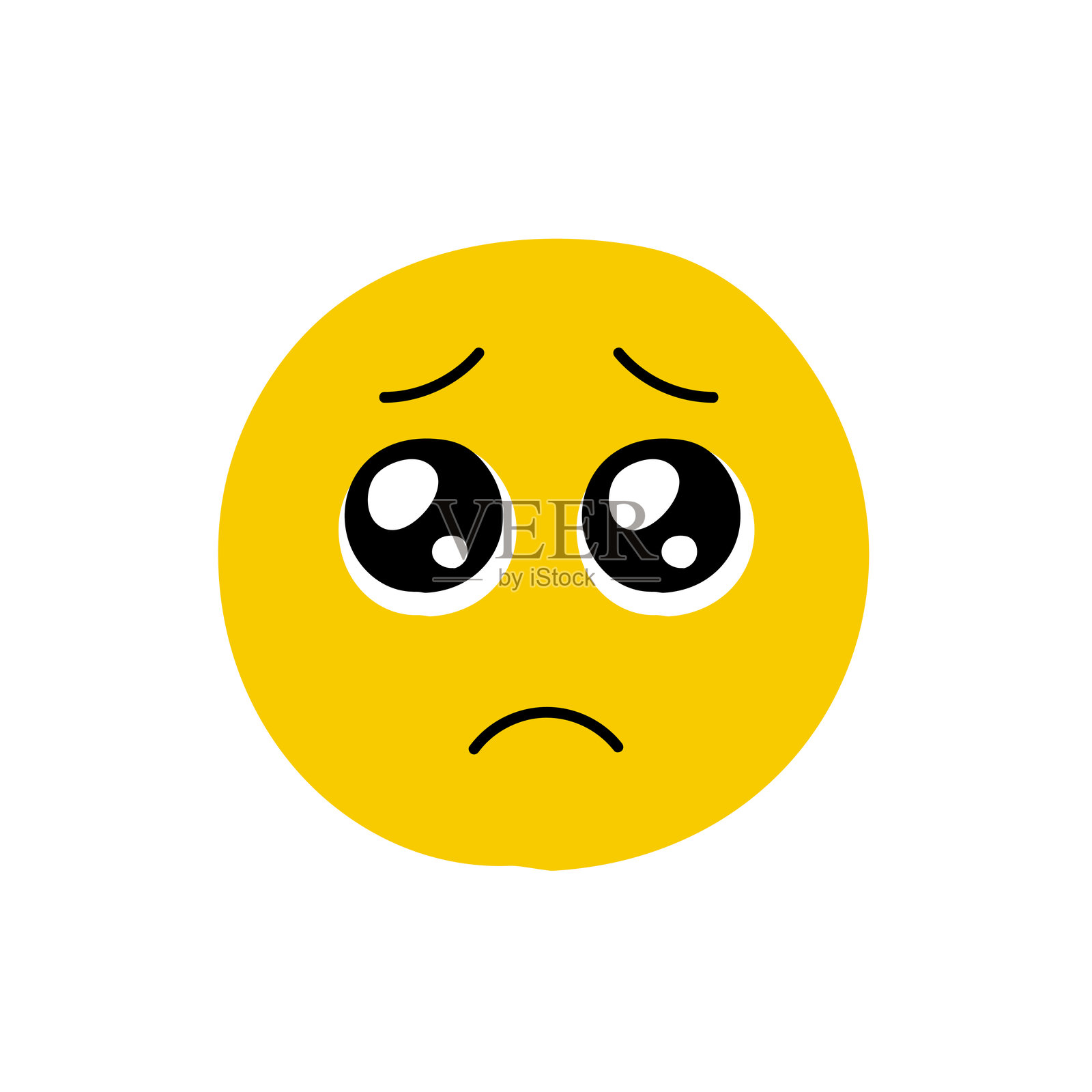 流泪的图标 - 简单可爱的手绘恳求面孔设计素材。插画图片素材