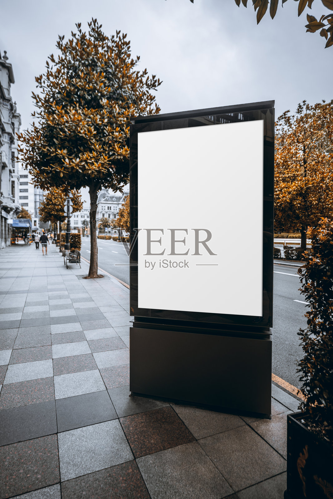 空荡街景广告牌模型照片摄影图片